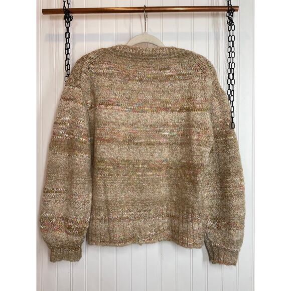 J.Crew Womens V-Neck Puff Sleeve Wool Blend Pullover Sweater Natural Size XS - Picture 3 of 7